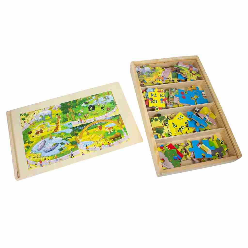 CAJA 4 ROMPECABEZA  ZOO 28 PCS. MADERA