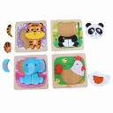 CAJA 4 ROMPECABEZAS RELIEVE ANIMALES