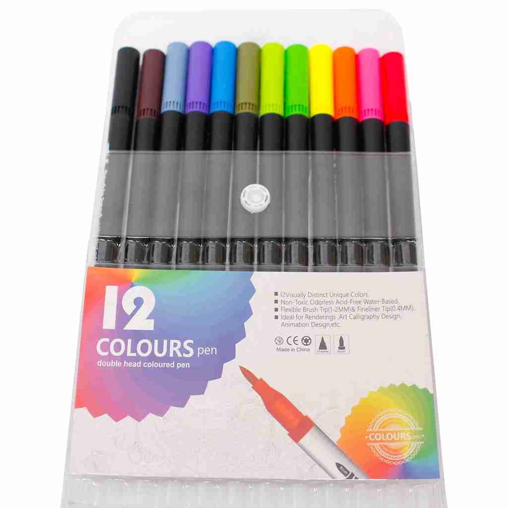 ROTULADORES DOBLE PUNTA 12 COLORES