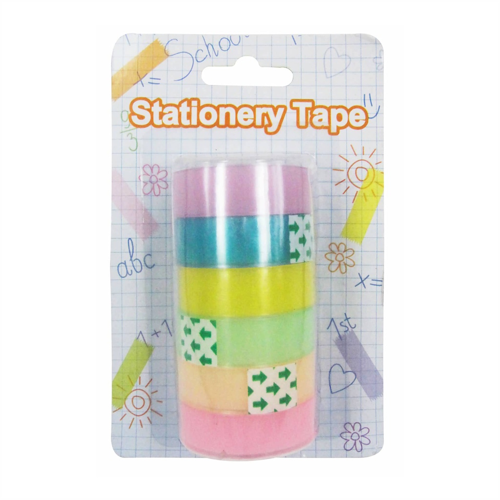 CINTA ADHESIVA COLOR PASTEL 6PCS-BL
